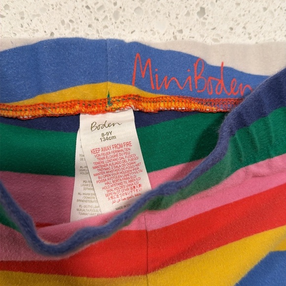 Mini Boden Colorful Striped Leggings with Animal Patches - Picture 2 of 2